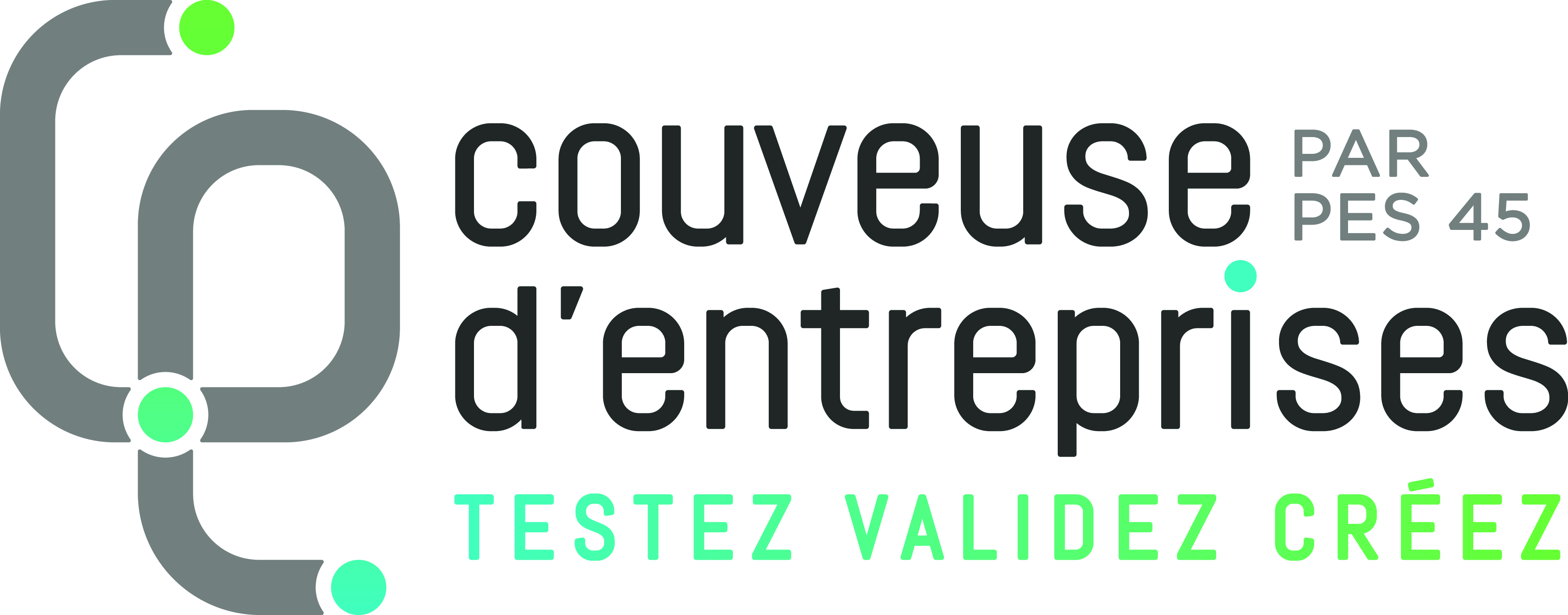 Le logo de la couveuses d'entreprises PES 45 à Orléans